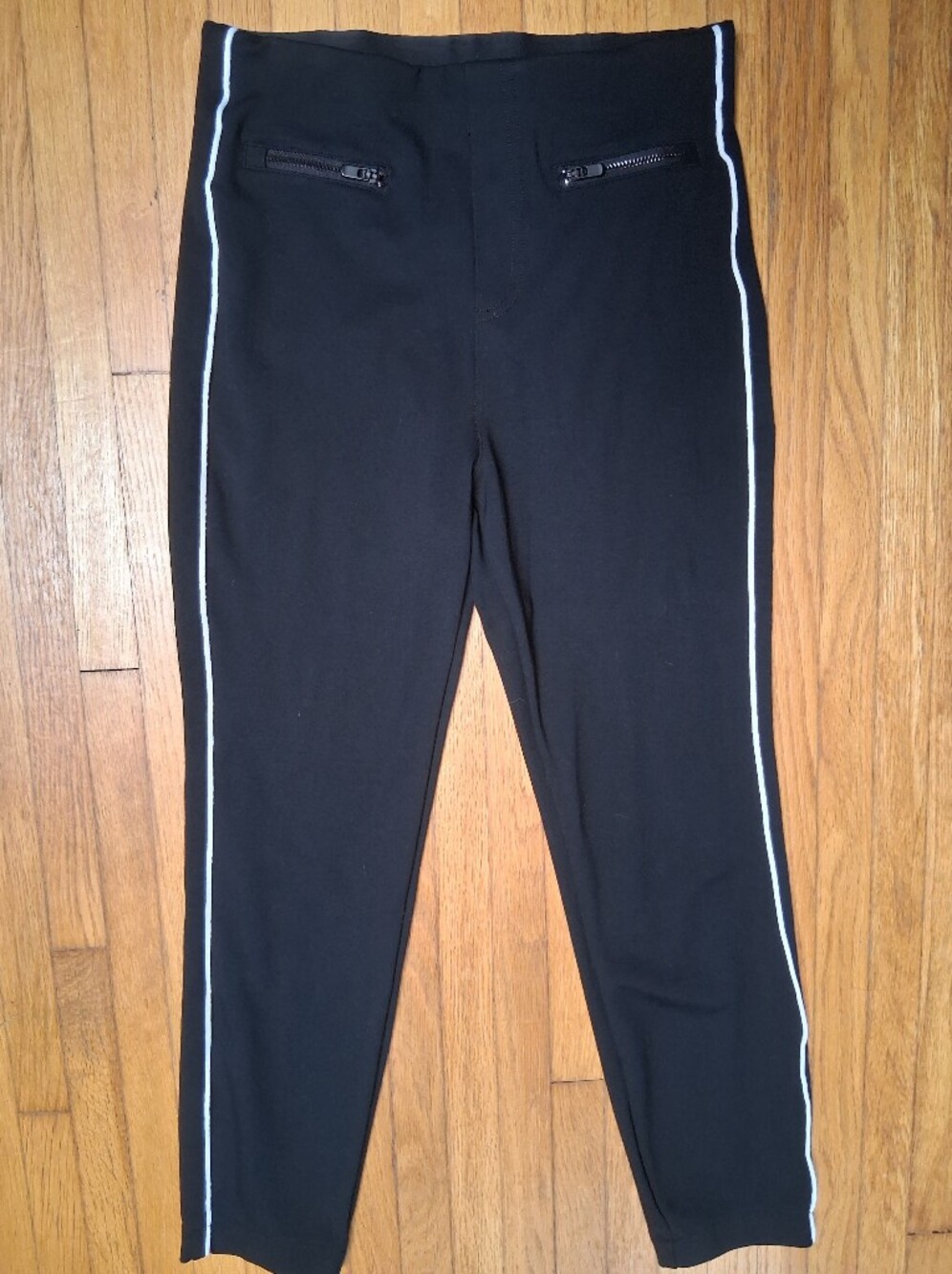 SPANX Black Joggers with White Side Stripe